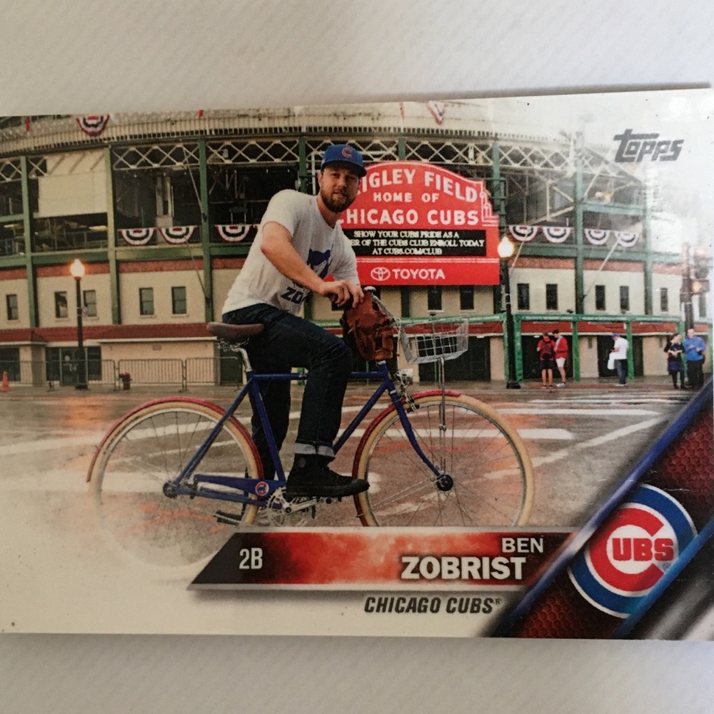 Topps ⚾️ Card CHICAGO CUBS Ben Zobrist riding 🚲